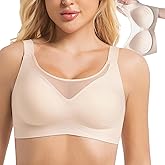 PRETTYWELL Wireless Bras for Women Molded Cup Comfort Push up Bra Mesh Seamless Full Coverage No Underwire Bra A to D Cup