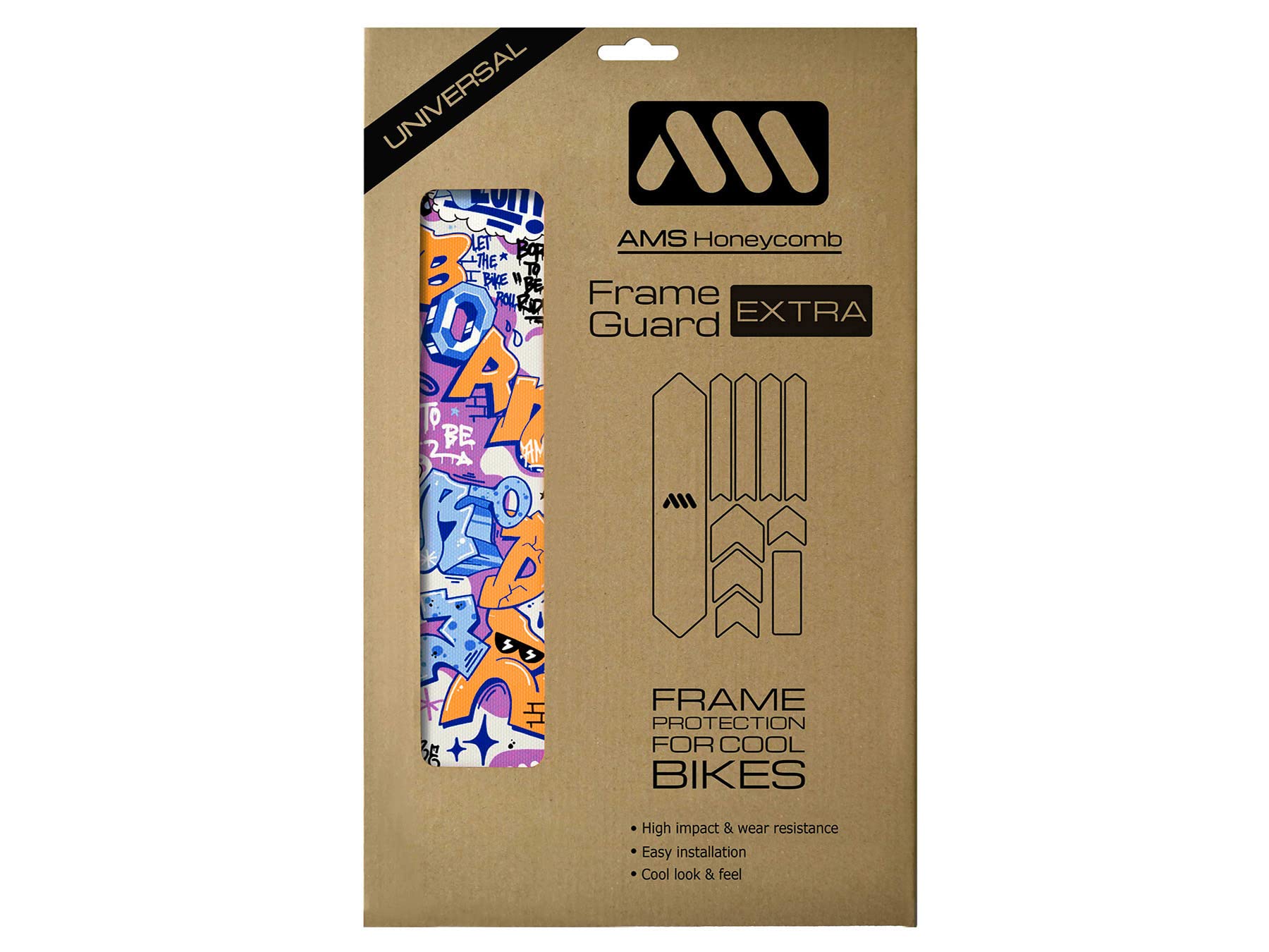 All Mountain Style AMS High Impact Frame Guard Extra – Protects your bike from scratches and dings, Born to Be Rider Blue (AMSFG2BRBL)