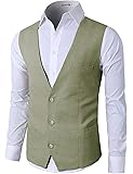 Linen 5 Button Vest at Amazon Men's Clothing store: