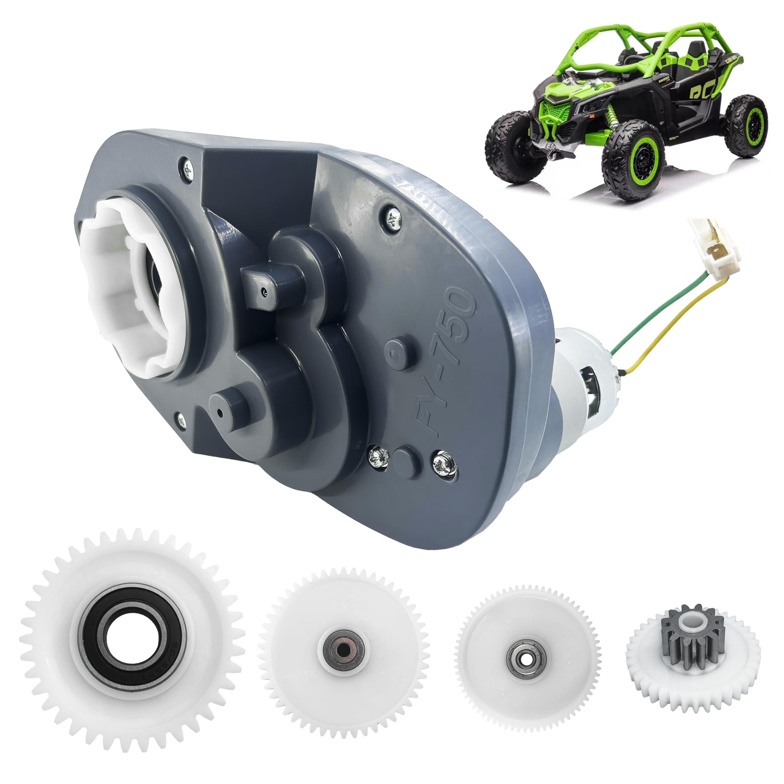 Photo 1 of 24 Volt RS775 25000RPM 280W High Speed Motor Gearbox for Power Wheels UTV Ride on Toys Car Upgrade,FY-750 18V&20V&24V High Torque Motor Gearbox for SUV Kid's Off-Road Vehicle Replacement Parts