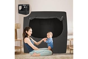 YAVIL Blackout Cover for Pack N Play and Crib, Blackout Sleep Tent for Babies and Toddlers, Breathable Baby Sleep Pod with 4 Larger Vents, Blocks 98%+ Light for Quality Sleep