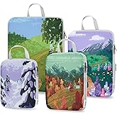 Gonex Compression Packing Cubes, 4pcs Expandable Storage Travel Luggage Bags Organizers, Travel Cubes for Suitcase Carry On (Seasons)