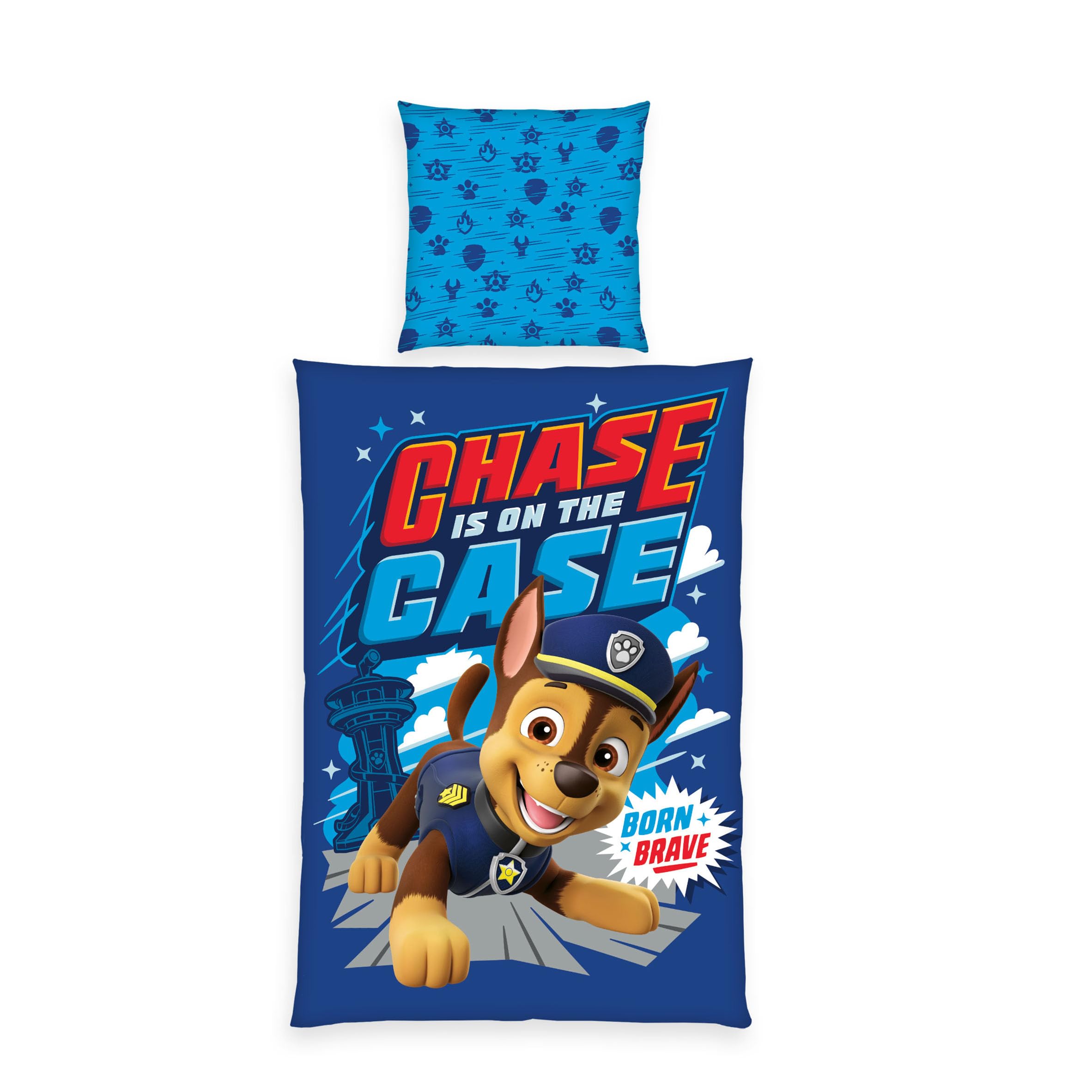 Paw Patrol Bed Linen, Pillowcase Approx. 80 x 80 cm, Duvet Cover Approx. 135 x 200 cm, with Button Placket, 100% Cotton