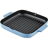 KitchenAid Enameled Cast Iron Square Grill and Roasting Pan, 11 Inch - Blue Velvet