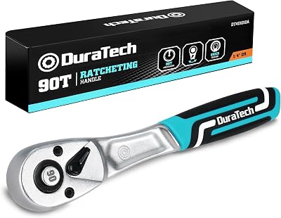 DURATECH 1/4 In Ratchet Handle 90 Teeth Reversible 4° Chrome Vanadium