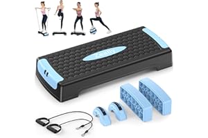Zeatly Aerobic St4-In-1 Aerobic Step Platform, 4” 6” Adjustable Exercise Step, Multifunctional Balance Board, Workout Step Platform for Exercise at Home & Gym, Aerobic Stepper with 2 Resistance Bands for Fitnessep Platform