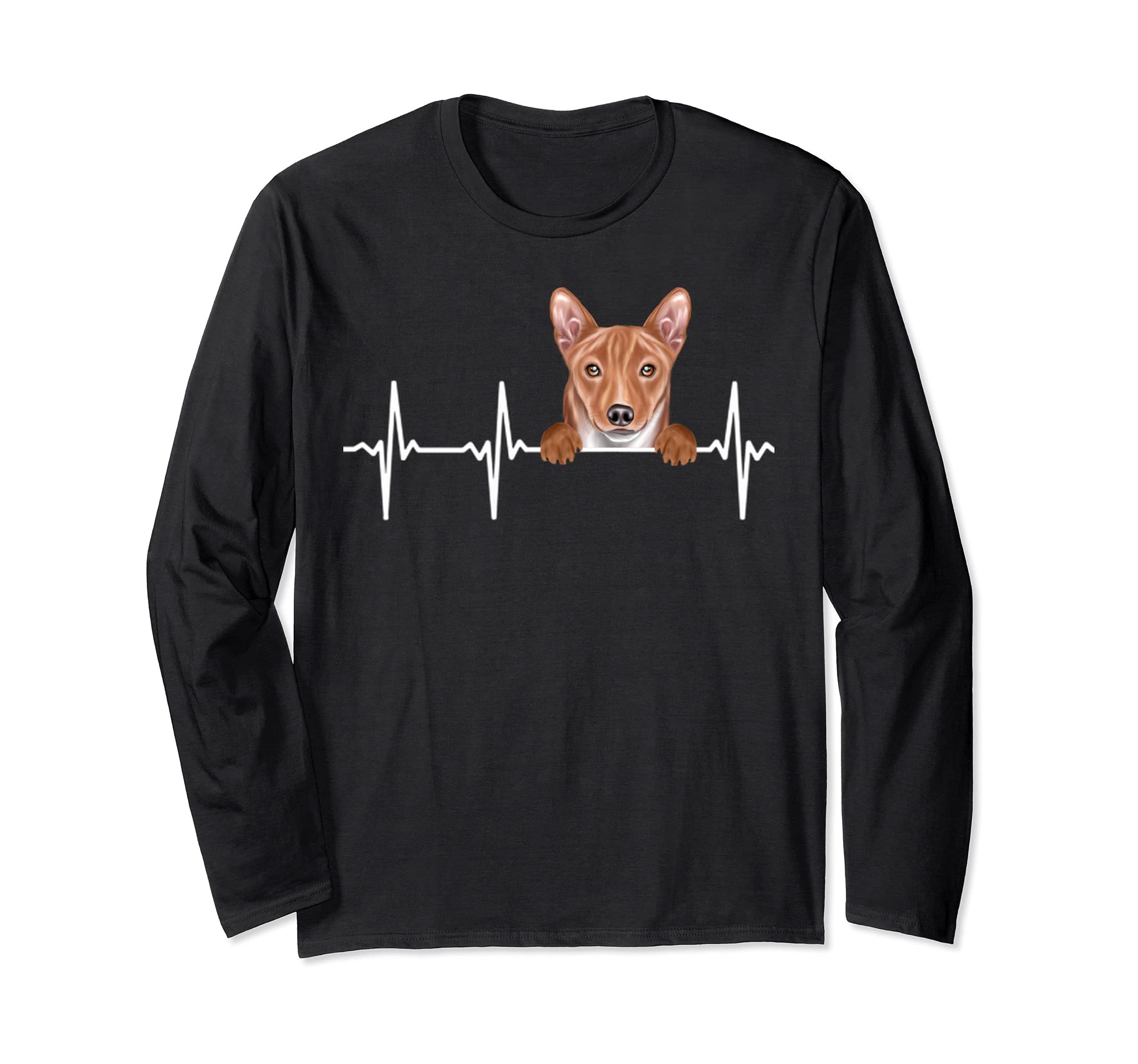 Funny Dog Heartbeat For Basenji Lovers Long Sleeve T-Shirt
