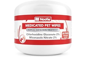 Nootie Medicated Dog Wipes, Chlorhexidine & Miconazole Pet Wipe for Dogs & Cats - 2” Small Wipes, 60 Count - Sold in Over 10,000 Vets & Pet Stores