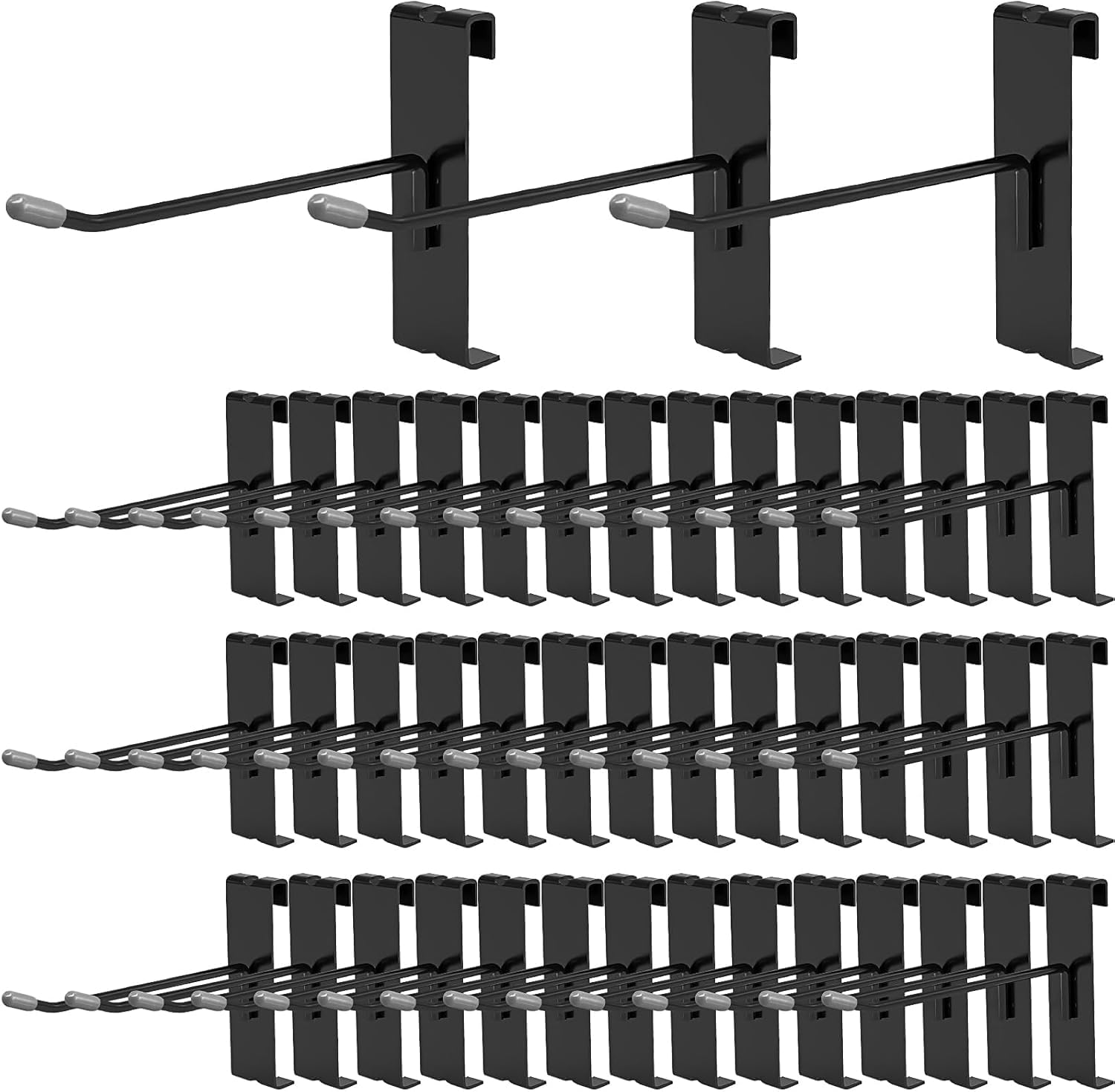 HFZCV 50 Pcs Gridwall Hooks, Display Hooks for Grid Wall, Heavy Duty Grid Panel Hanging Hook for Retail Shop, Garages, Workshops (Black, 10 x 9 x 2.54 cm)