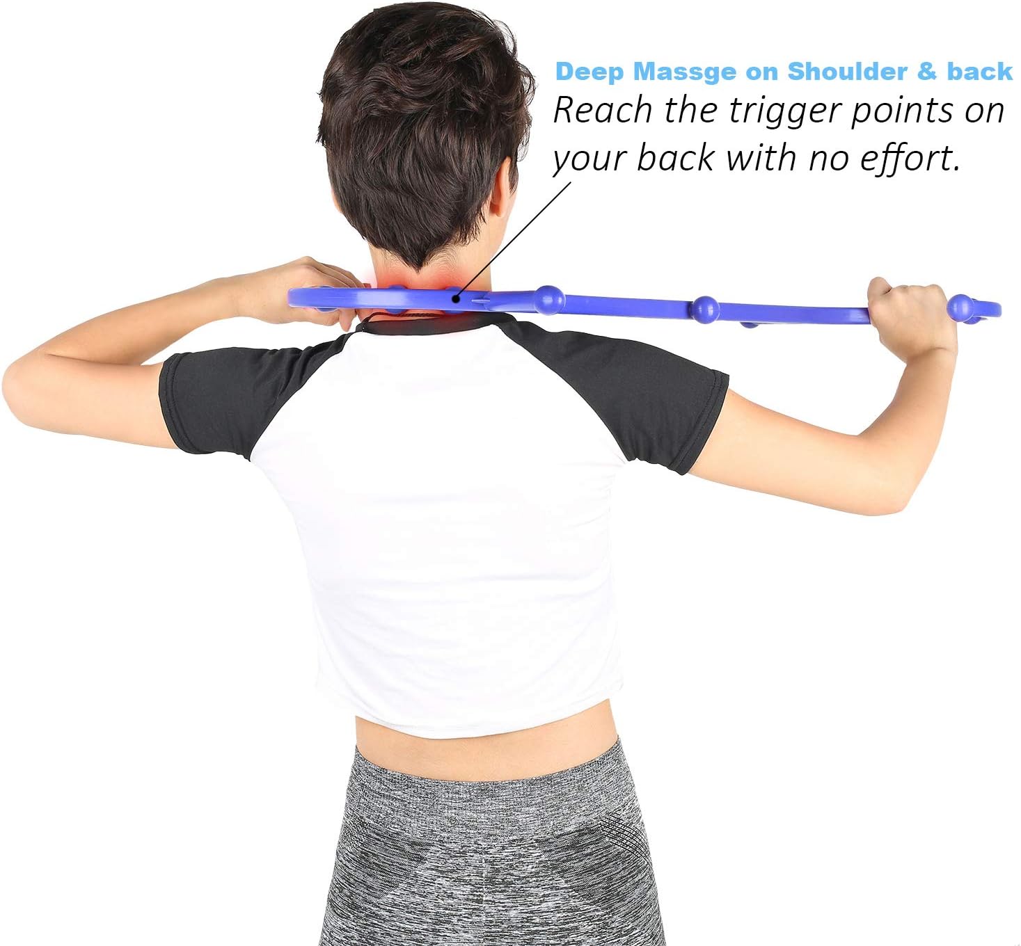 Sokiss Trigger Point Self Massager- S-Shaped Therapy Massage Tool for Self Back Massage, Neck Massage, Shoulder Massage, Myofascial Release Tool & Deep Muscle Massage Stick(Blue): Health & Personal Care