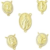 DanLingJewelry 10Pcs 5 Styles Oval Religious Virgin Mary Connector Charms Brass Chandelier Components Links Pendants for Jewelry Making