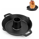 Charkettle Cast Iron Poultry Roaster Insert for Gourmet BBQ System | Pre-Seasoned, Beer Can Chicken Holder with Roasting Pan, Vertical Roaster Stand, Fit for 22" Kettle Grills/Oven/Smoker