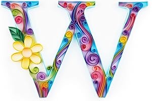 Uniquilling Quilling Kit, Paper Quilling Kits, 8 * 10-in Letters W Paper Filigree Kits with Quilling Tools& Using Manual, DIY Quilling Artwork Modern Wall Art for Living Room