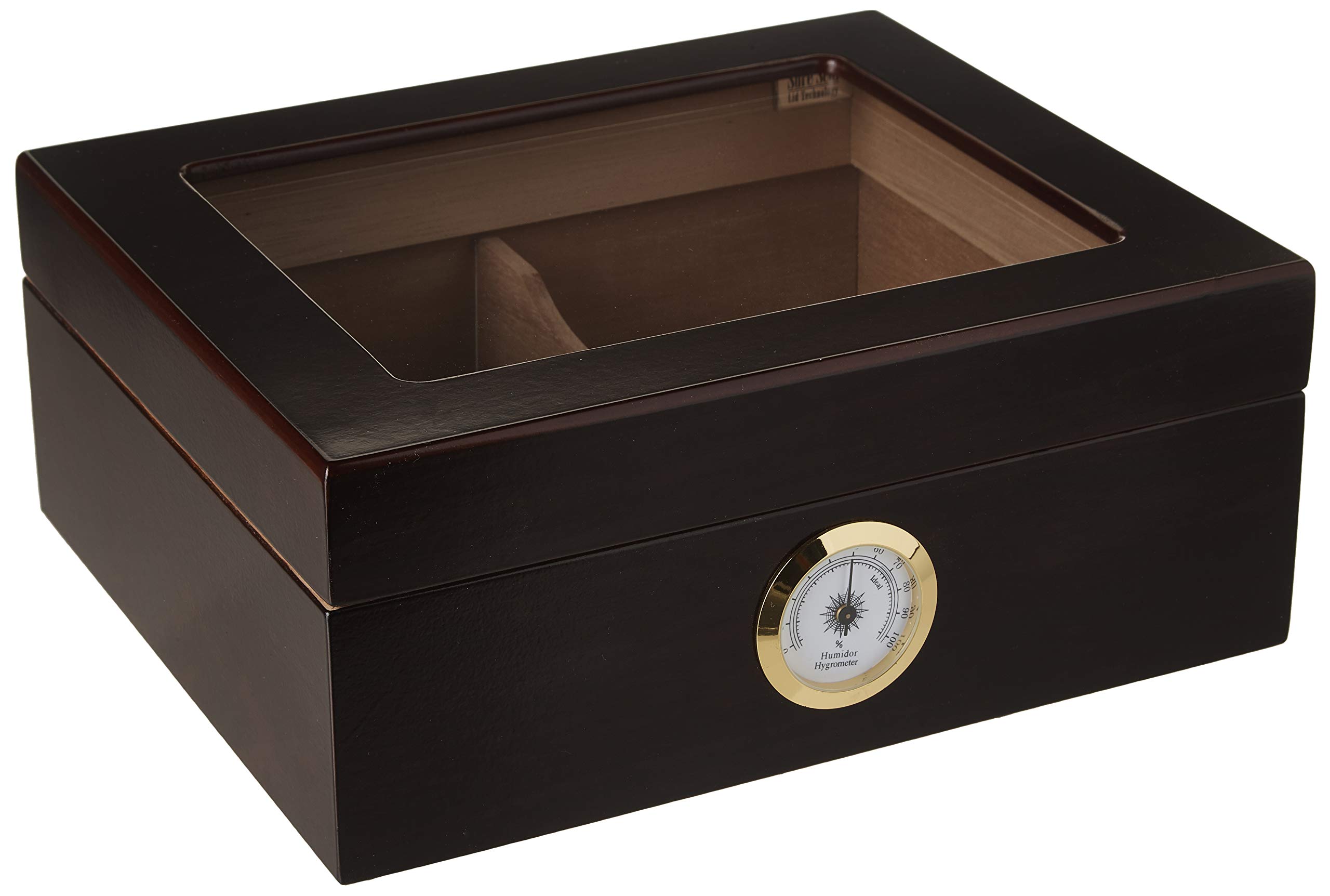 Desktop Humidor, Capri, with Tempered Glasstop, Cedar Divider, and