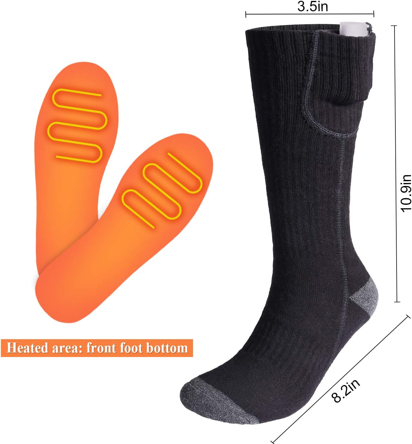 Sykooria Heated Socks for Men Women - Winter Foot Warmers Socks - Rechargeable Electric Heating Socks for Winter Outdoor Recreation Skiing Hiking Camping, Heating Element Up to 149℉, 3 Heat Settings: Sports & Outdoors