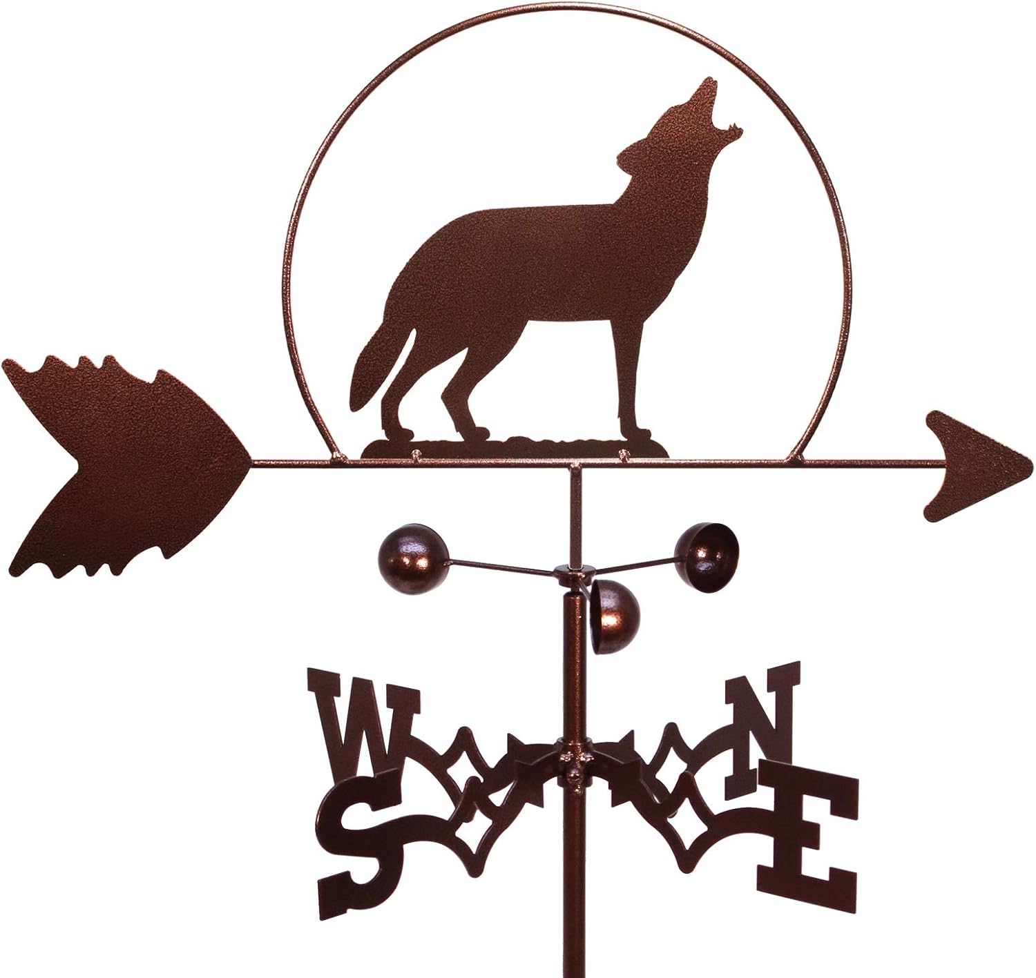 Weathervanes - SWEN Products Wolf Howling at The Moon Weathervane (Adjustable Mount Included)