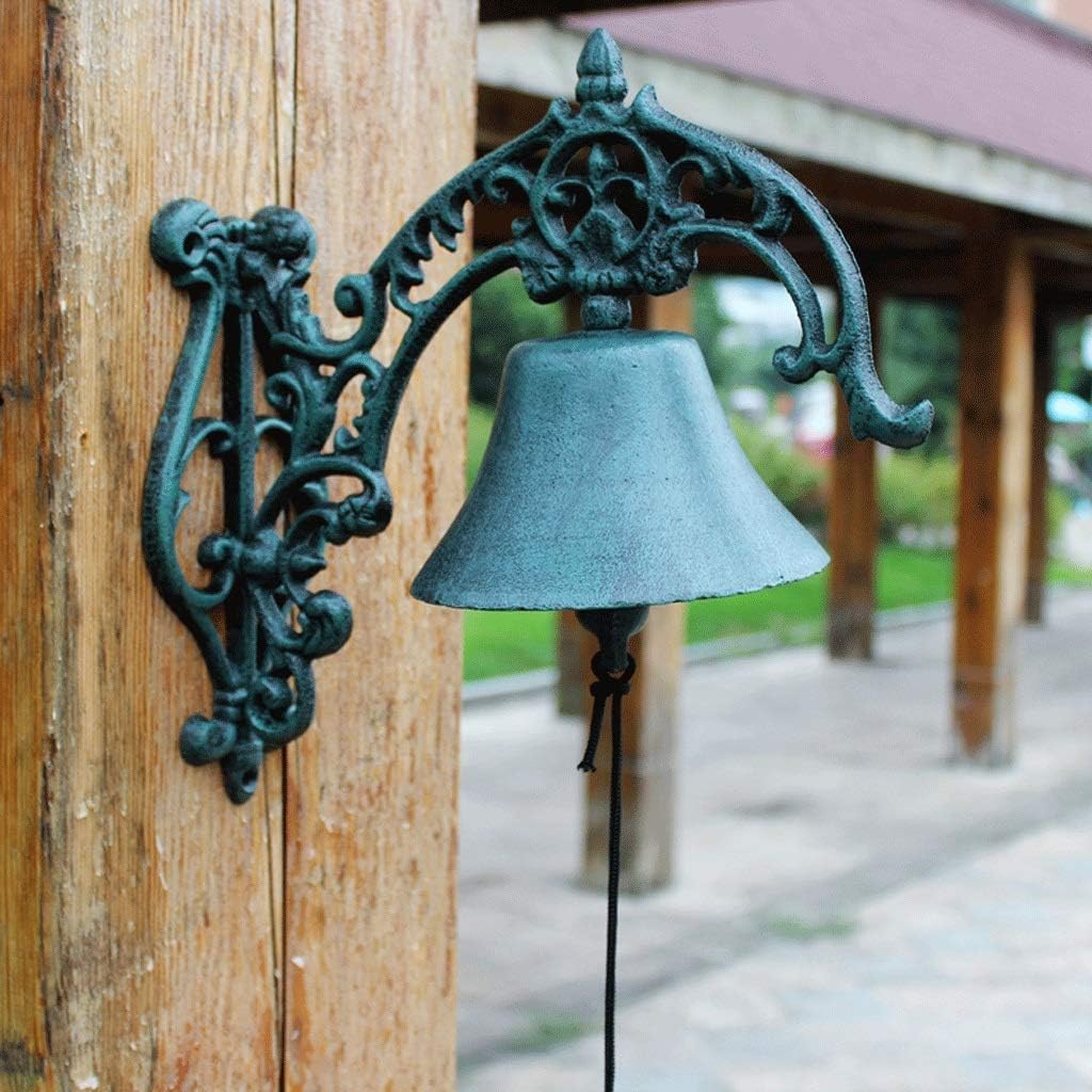 TLMY Logo vintage cast iron hand doorbell wrought iron clock garden European home wall hanging decoration 28x14.5x28.5cm Retro doorbel