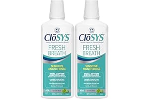 CloSYS Sensitive Mouthwash, 32 Ounce, 2 Count, Gentle Mint, Alcohol Free, Dye Free, pH Balanced, Helps Soothe Mouth Sensitivity, Fights Bad Breath
