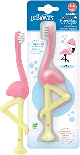 Dr Brown's Flamingo Toddler Toothbrush, Pink, Age 1-4, Soft Bristles