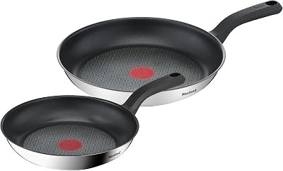 Tefal Comfort Max 24/28cm Stainless Steel Frying Pan Set with Thermo-Spot