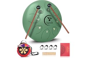 LAQULA Steel Tongue Drum 6 Inches 8 Notes Handpan Drum Percussion Instrument with Music Book Drum Mallets Carry Bag for Meditation Yoga Entertainment Musical Education