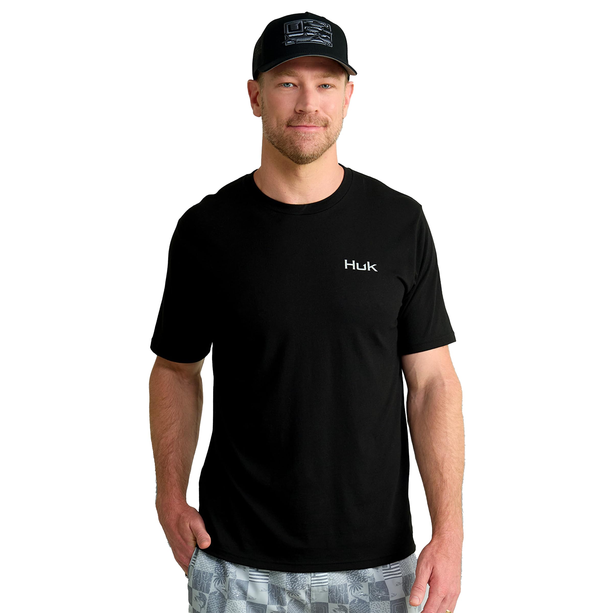 HUK - Mens Short Sleeve Performance Tee, Fishing T-Shirt for Men, Salute - Black, Small Image