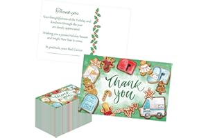 Motipuns 100 Pcs Christmas Mail Carrier Thank You Postcard Letter Carrier Thank You Card 4 x 6 Holiday Christmas Postcard for Postal Greeting Mail Customer Gift (Lovely Style)