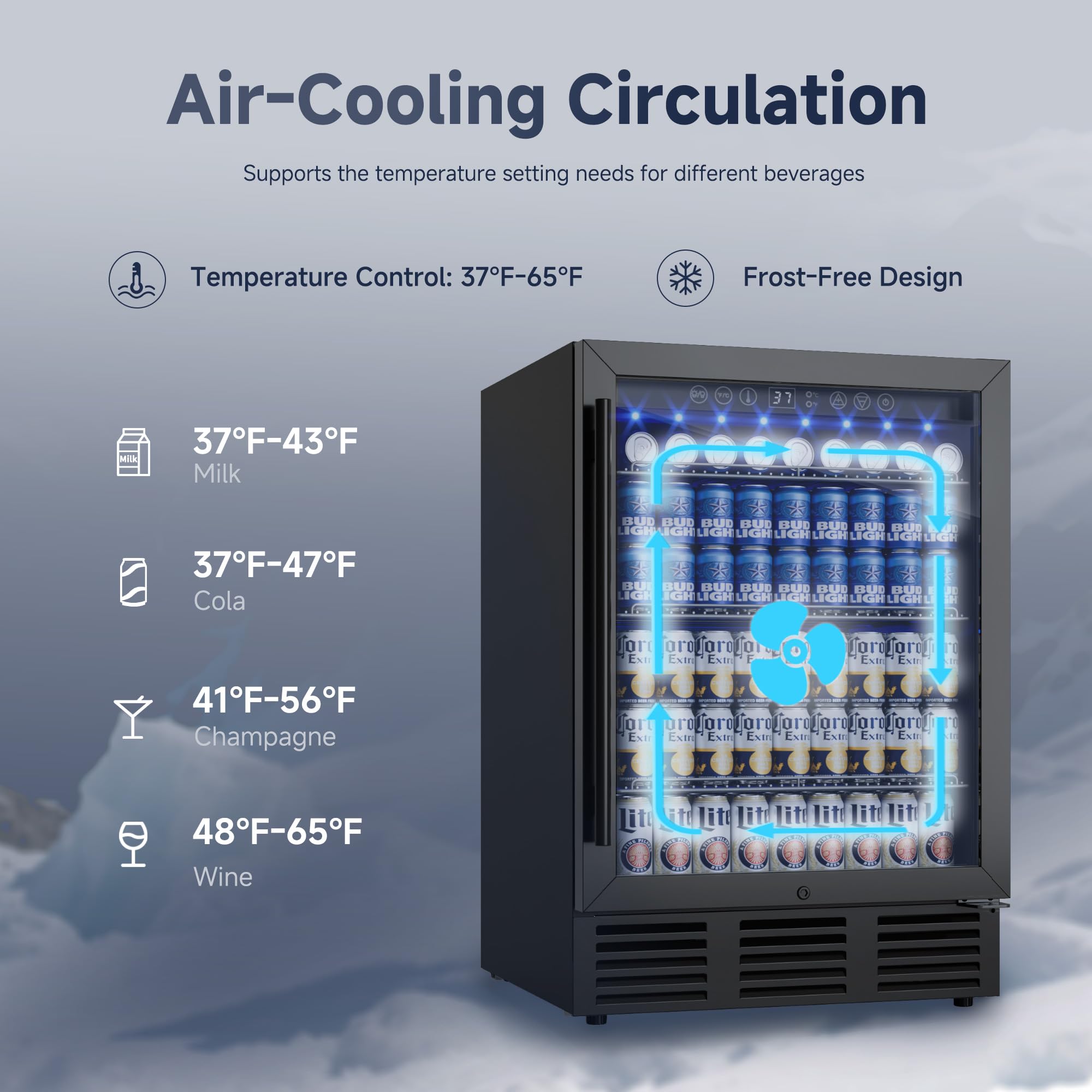ICEVIVAL Refrigerador de bebidas de 24 pulgadas, 180 latas refrigerador de bebidas debajo del mostrador con puerta de vidrio, luz LED, refrigerador de cerveza incorporado o independiente para refrescos, agua, vino - hogar, bar u oficina
