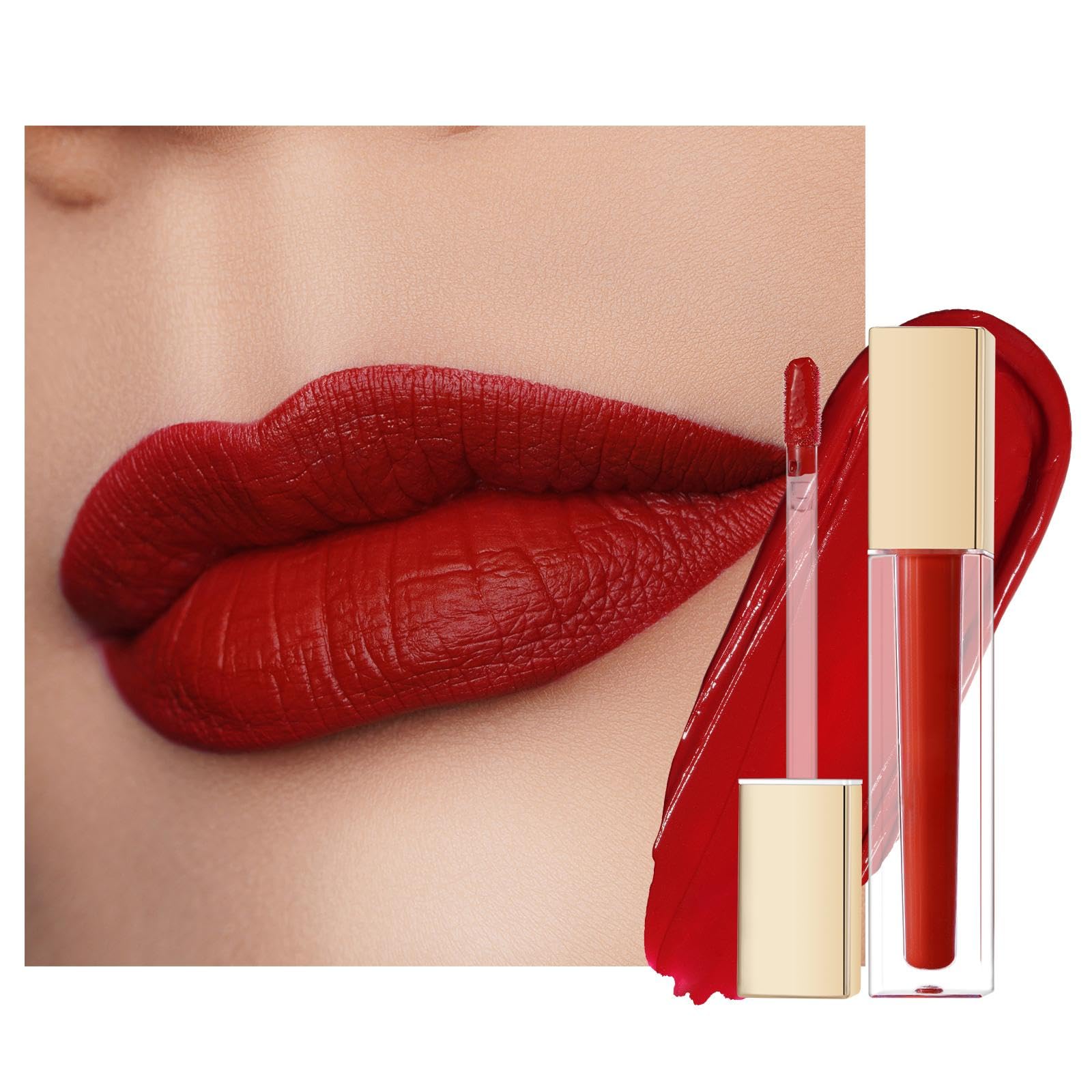 Oulac Red Lipstick for Women, Matte Liquid Lipstick Long Lasting Red High Impact Creamy Matte Lip Gloss, Rich Colour Formula with Vitamin E & Rose Oil, Waterproof, Vegan M01 — image 1