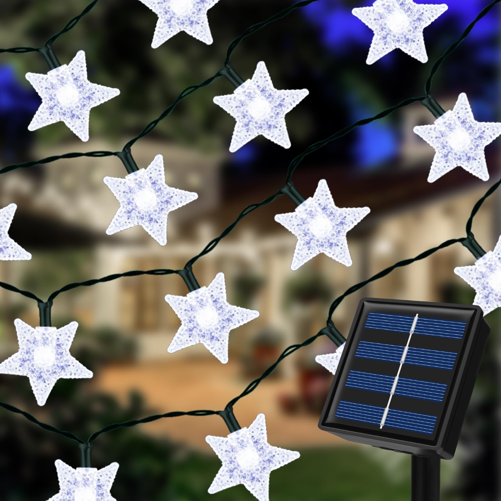 Ninonly Solar Star String Lights, 7m 50 LED, 8 Modes - Waterproof Outdoor Garden Lights for Christmas, Wedding, Yard, Patio, Lawn, Wall Decoration