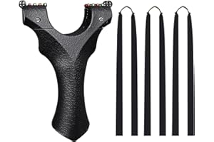 Obert Flat Band Slingshot Hunting Catapult with 3pcs Black Flat Rubber Bands 10 Aiming Point Outdoor Game Shot Adult Toy