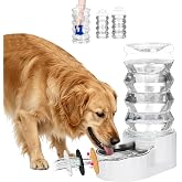 RIZZARI 8L Gravity Dog Water Dispenser: Wide Mouth Stainless Steel Bowl | Easy Cleaning / Dishwasher Safe / Auto-Refill / No Electricity / Water-Level View / Multi-Pet Use