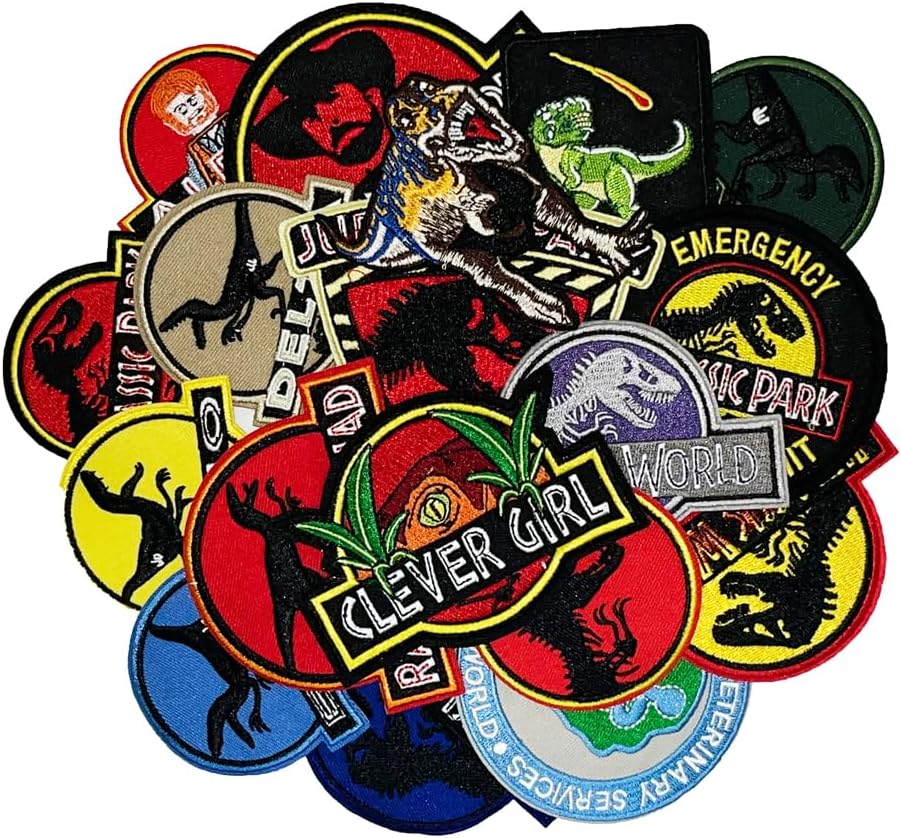 Mixed Media - 18pcs Halloween Costume Cosplay Dinosaur Movie Film Embroidered Iron On Patches