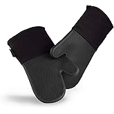 HexClad Black Set of 2 Silicone Oven Mitts, Heat Resistant to 500&ordm;F