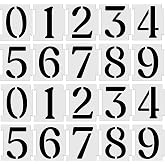 YEAJON 4 Inch Curb Stencil Kit 0-9 Address Number Stencils, 20Pcs Reusable 14 Mil Mylar Plastic Templates for Painting on Road, Wall, Wood, Mailbox