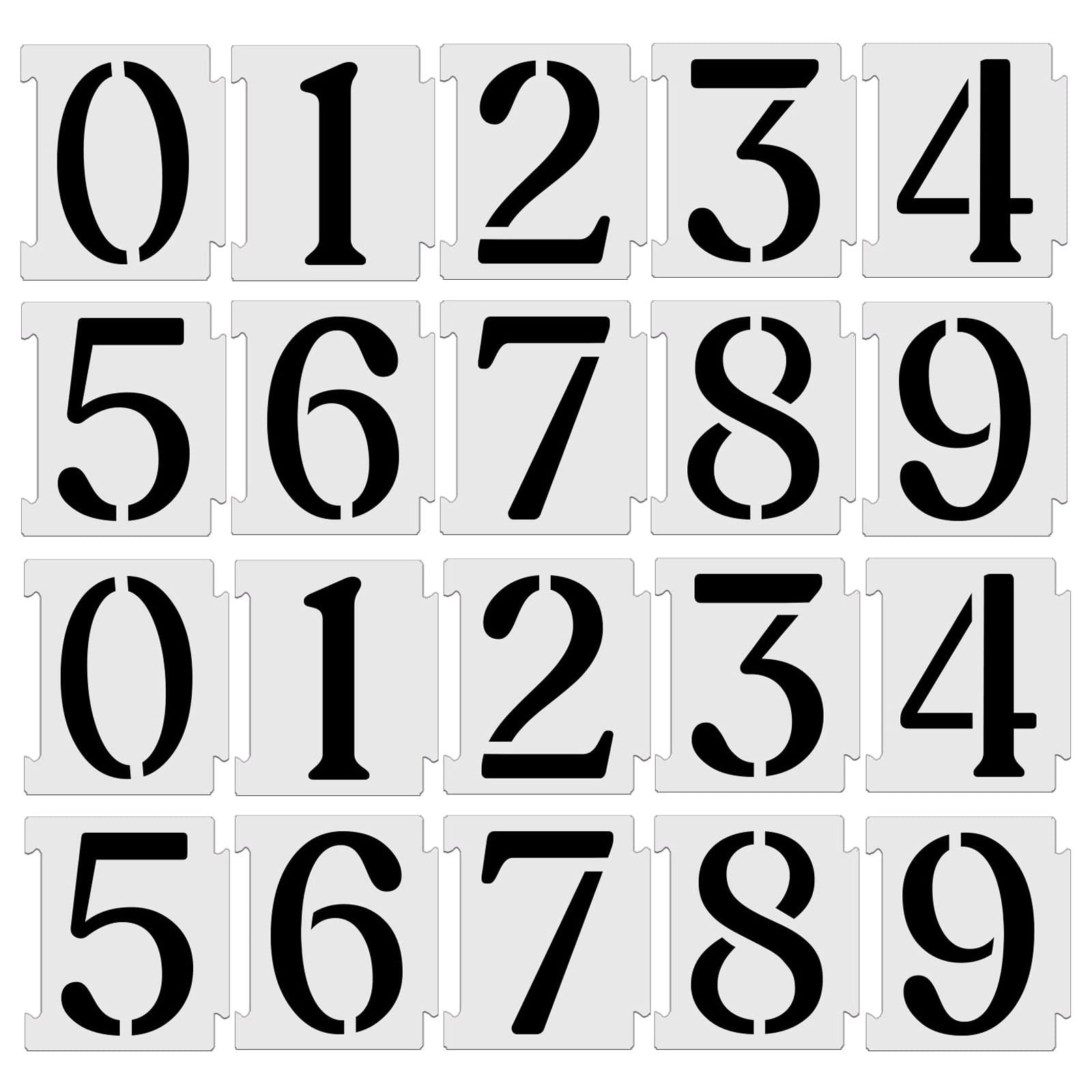 Photo 1 of YEAJON 4 Inch Curb Stencil Kit 0-9 Address Number Stencils, 20Pcs Reusable 14 Mil Mylar Plastic Templates for Painting on Road, Wall, Wood, Mailbox