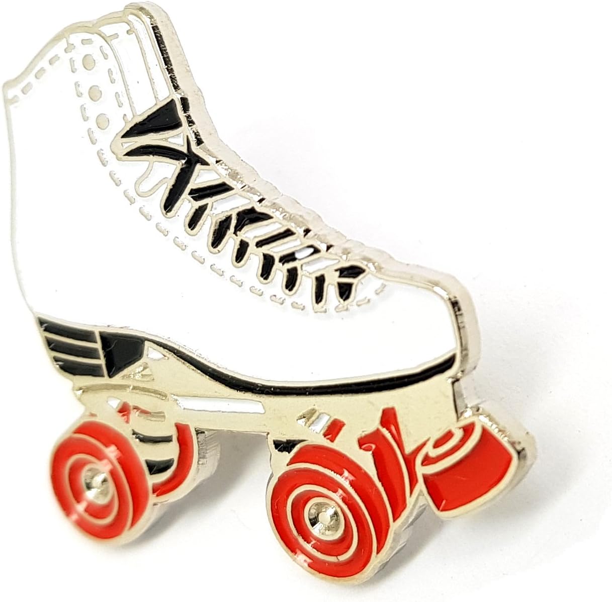 WHITE RED Roller Skate Skater Foot Shoe Skating Collectable Metal Pin Badge
