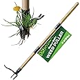 Weed Puller Tool, Stand Up Heavy Duty Weed Remover Tool, Foot Platform Design - Real Bamboo Long Handle - 4 Claw Steel Head Weeder Tool, Garden Hand Weeding Tool Smoothly Remove Weeds Without Kneeling