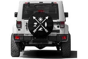 Foruidea Beach Arrow Spare Tire Cover with Backup Camera Hole Wheel Tire Cover Fit Trailer, RV, SUV and Many Vehicle 15inch