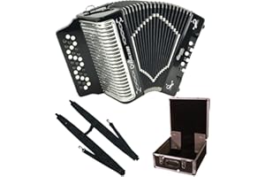 Alacran AL3112 Accordion Package: 31 Button, 12 Bass Accordion with Rigid Case and Adjustable Straps (Fa/FBE, Gloss Black)