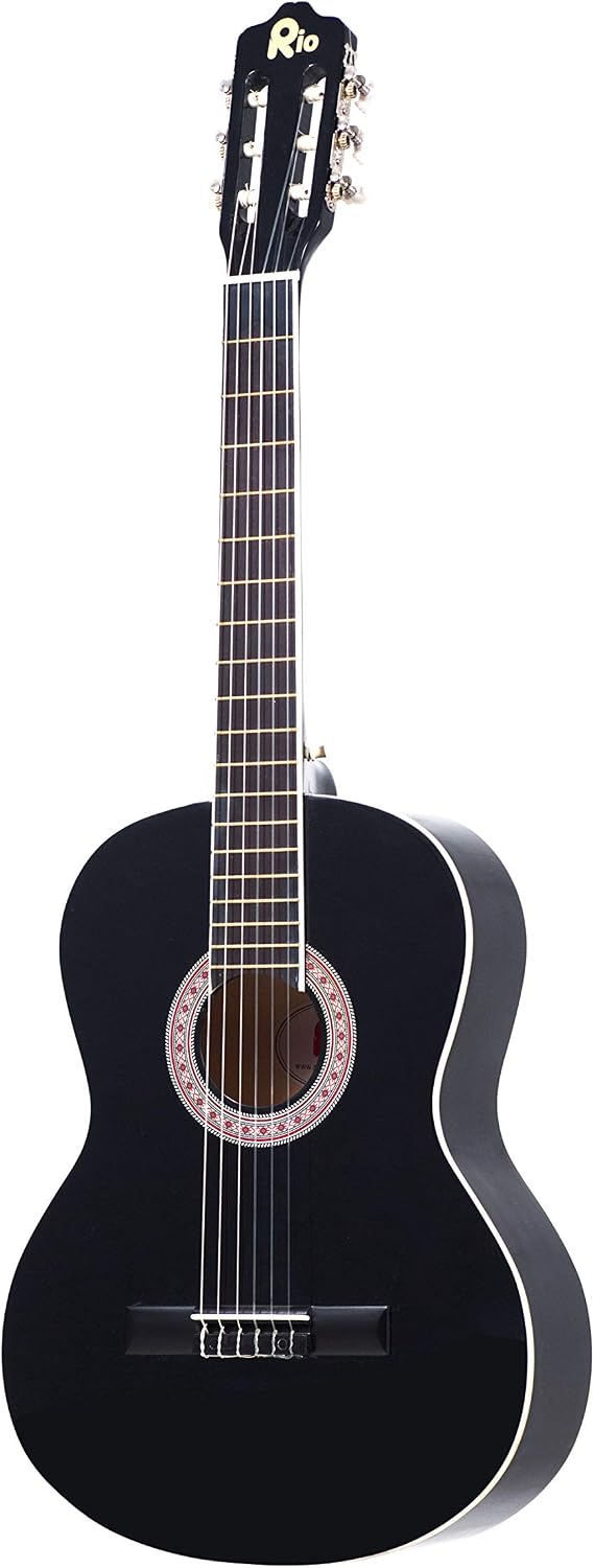 Rio 39'' 4/4 Full Size Acoustic Nylon Classical String Guitar Package Pack - New (Black) - Image 3
