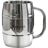 Yaagolo Insulated Beer Stein, 32oz Stainless Steel Double Walled Beer Mug Giant Bar Drinkware Metal Beer Cup with Big Grip Handle (32oz 1pack)