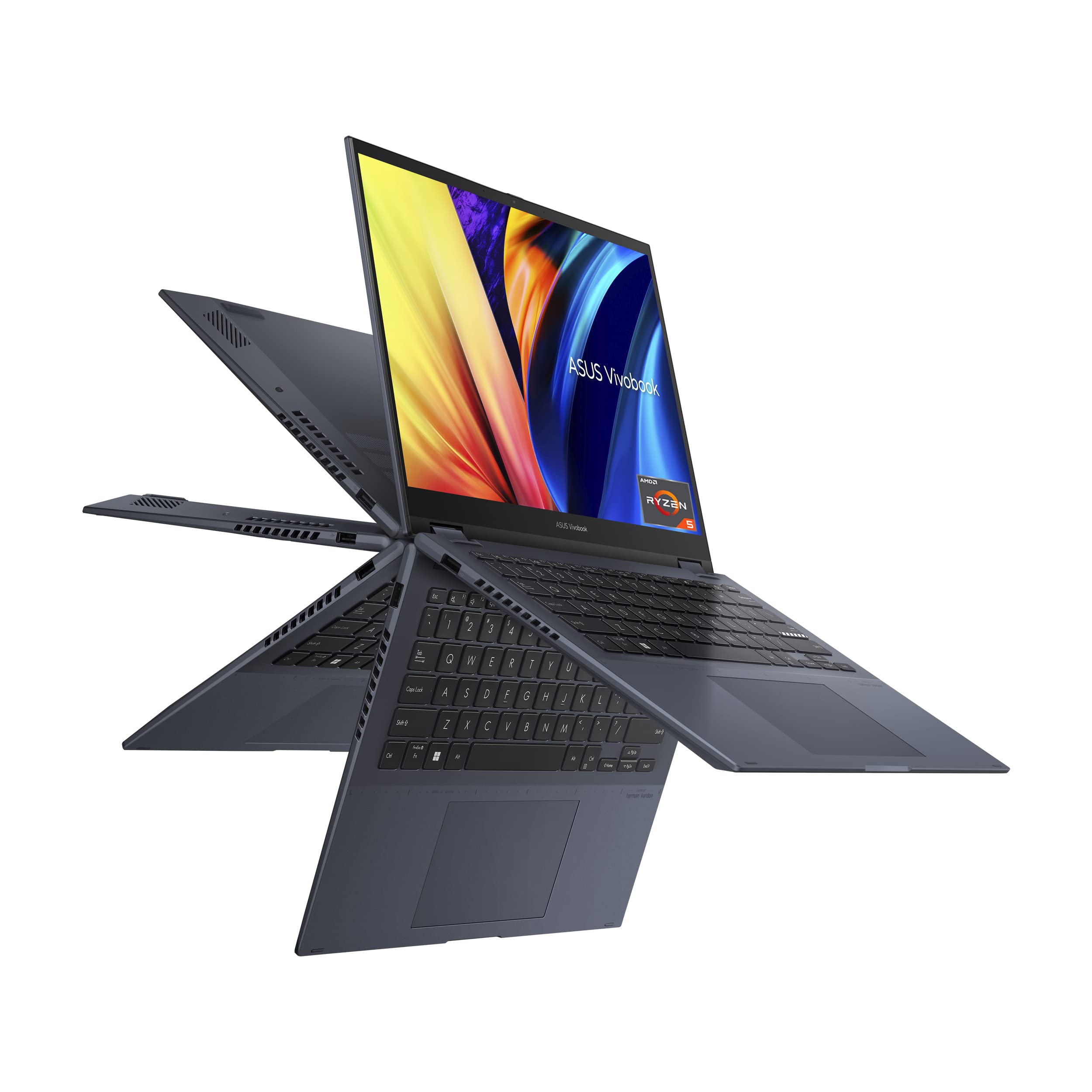 ASUS Vivobook S 14 Flip 14â€ WUXGA 16:10 touch, AMD Ryzen 5 5600H CPU, 8GB RAM, 512GB SSD, NumberPad, FingerPrint, Windows 11 Home, Quiet Blue, TN3402QA-AS54T