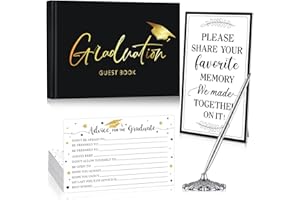 Fuutreo Graduation Guest Book 2024 Graduation Guest Sign in Book with 100 Pcs Graduation Advice Cards Share Memory Sign and Signature Pen for College High School Students Gifts Graduation