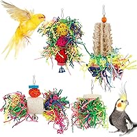 Bird Shredding Foraging Toys - Parakeet Chewing Hanging Toy, Shredded Paper Cage Accessories for Conure, Cockatiel, Budgies, 
