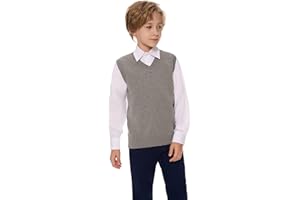 SMILING PINKER SMINLING Pinker Boys Girls School Uniform Sweater Vest V-Neck Soft Cotton Pullover