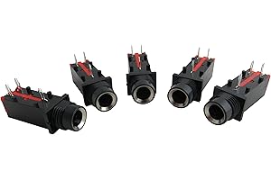 Goedrum 5pcs 3pin 1/4 inch 6.35mm Stereo Phone Jack/Jack Socket/PCB Mount