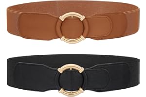 JASGOOD Women Wide Waist Belt Stretchy Elastic Vintage Belts for Dress Ladies Belt with Circle Buckle