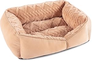 GASUR Rectangle Dog Bed for Medium Small Dogs Machine Washable Sleeping Sofa Non-Slip Bottom Cat Beds for Indoor Cats Warming Soft Calming Sleeping Puppy Bed Durable Pet Bed(S (20"x 19"x 6"), Brown)