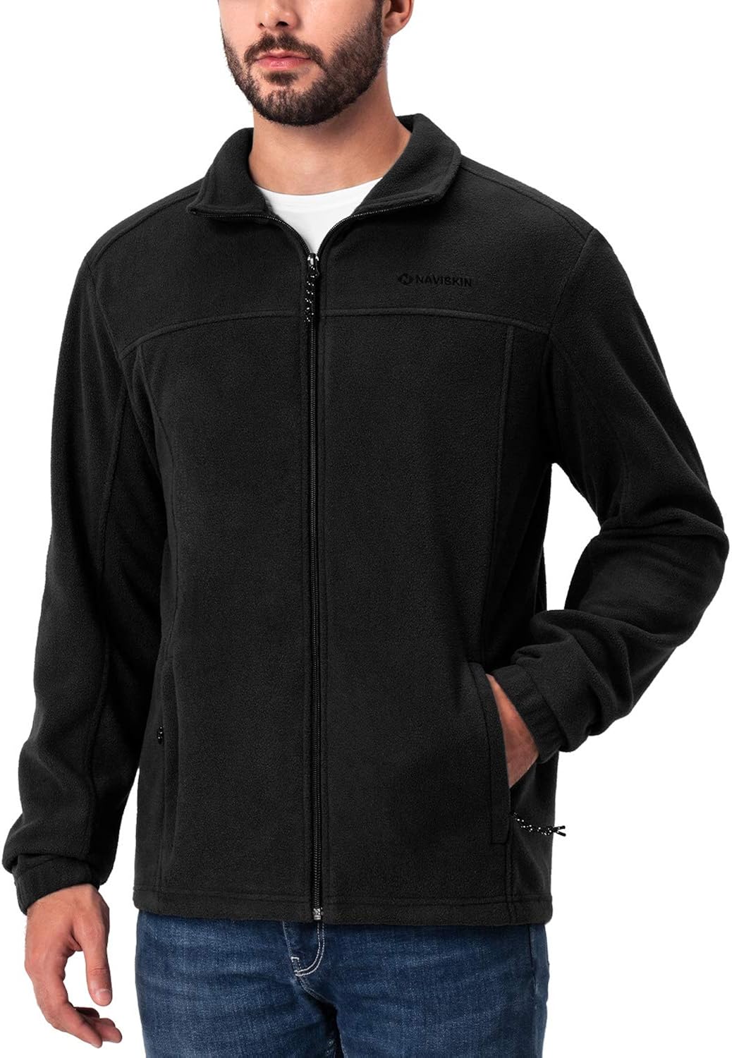 Naviskin Men's Full Zip Fleece Jacket Soft Light Outdoor Jacket: Clothing